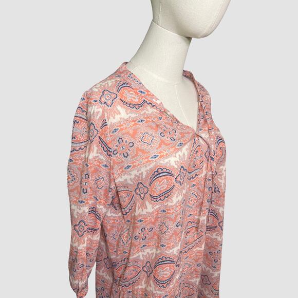 Comptoir des Cotonniers Cotton Tunic Top Paisley Print Pink Blue Size 42 (US 10) - Picture 5 of 7
